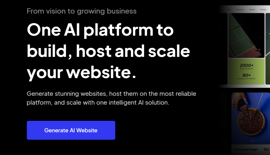 Баннер 10Web с заголовком "One AI platform to build, host and scale your website"